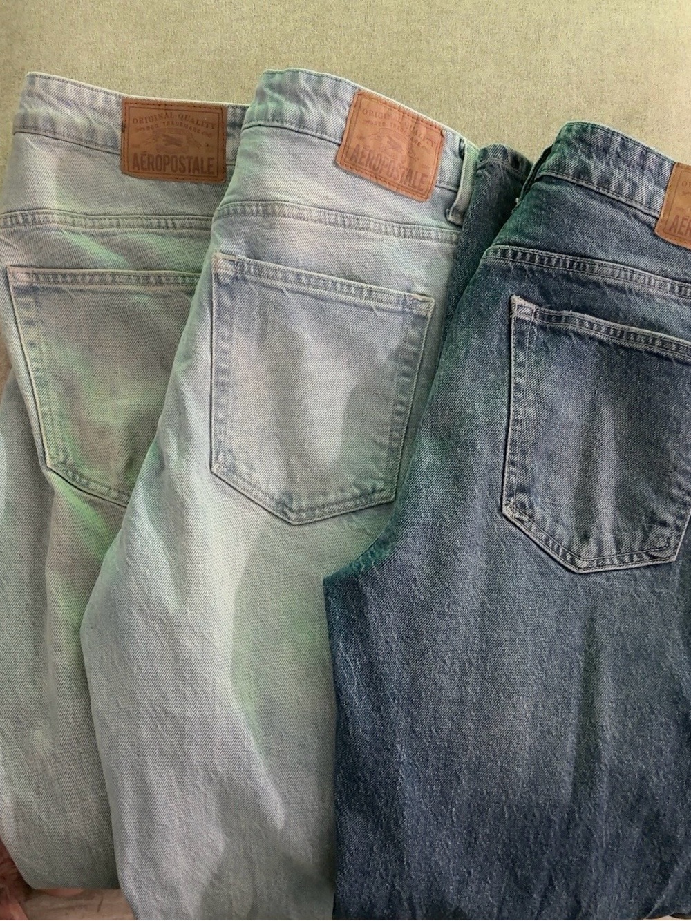 Aeropostale Men's Light and Dark Blue Relaxed Jeans